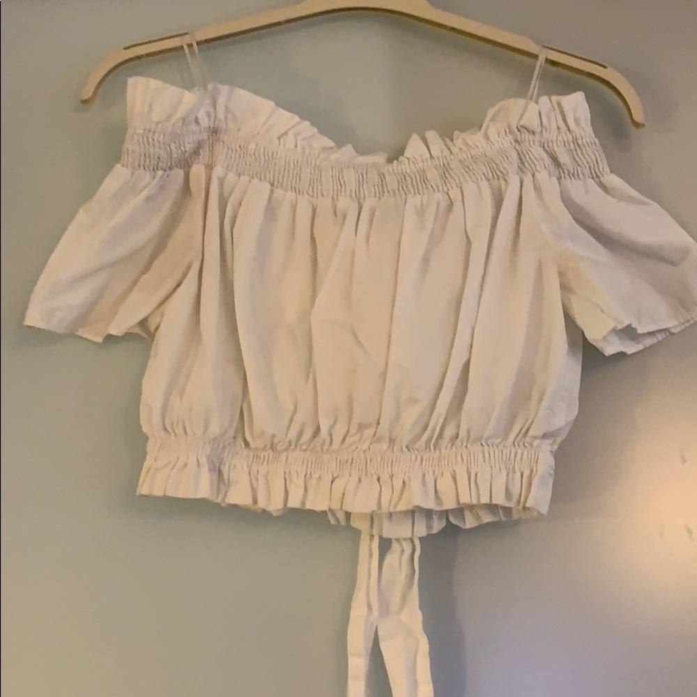 Zara OTS Linen Crop Top, Size S